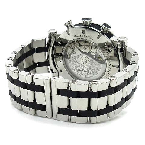 Tiffany TIFFANY & CO. Atlas jento chronograph self-winding watch men's wristwatch Z1000.82.12A21A00A silver black beautiful goods 