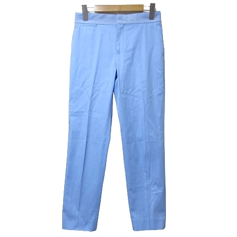 ドゥロワー Drawer 近年 コットン ストレッチ パンツ テーパード スラックス 6514-236-0692 マーベルト 小さいサイズ 34 XS相当 水色 IBO51