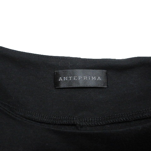 アンテプリマ ANTEPRIMA 美品 近年 刺繍 ワンピース ひざ丈 7分袖 カットソー地 スパンコール 40 L相当 黒 ブラック IBO51 X レディース_画像7