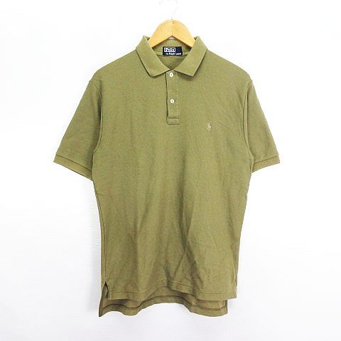 ポロ バイ ラルフローレン Polo by Ralph Lauren ポロシャツ 半袖 ロゴ コットン L カーキ ※EKM メンズ_画像1