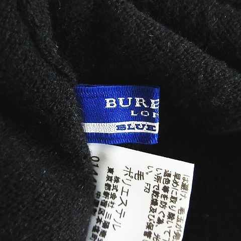 バーバリーブルーレーベル BURBERRY BLUE LABEL ニット セーター 半袖 タートルネック ロゴ ウール混 38 ブラック ※EKM レディース_画像4