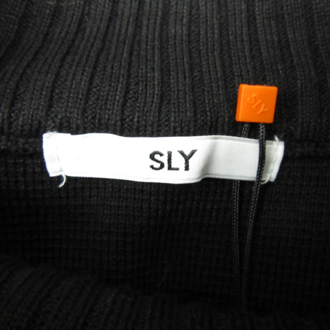 未使用品 スライ SLY ニット セーター 長袖 ハイネック 無地 オーバーサイズ F 黒 ブラック /YS22 レディース_画像4
