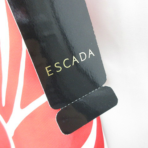 エスカーダ ESCADA ビーズ 装飾 総柄 花柄 スクエアネック ノースリーブ ワンピース 赤 レッド 40 レディース_画像4