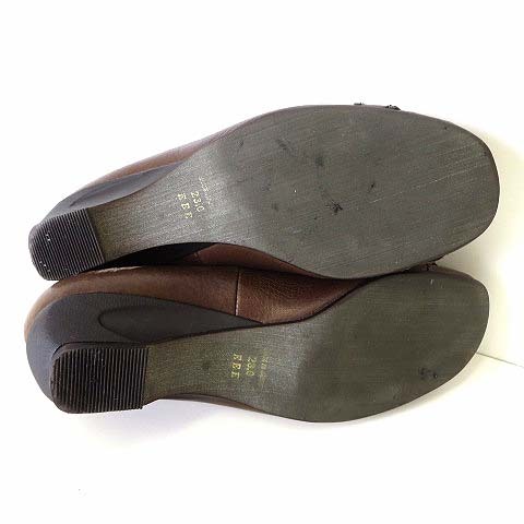 Mu21 パンプス フリル 本革 レザー 幅広ワイズ 23.0cm EEE ダークブラウン こげ茶色 くつ 靴 シューズ レディース_画像3