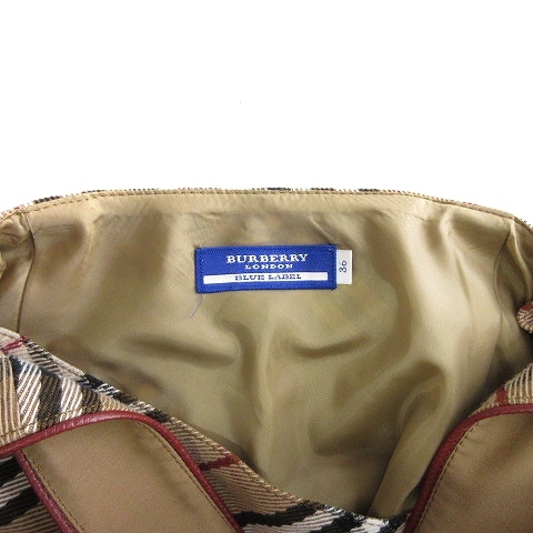 バーバリーブルーレーベル BURBERRY BLUE LABEL ミニスカート フレア ノバチェック ベルト付き FLF99-503 ベージュ 36 S位 レディース_画像6