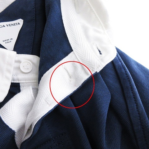 ボッテガヴェネタ BOTTEGA VENETA ポロシャツ 半袖 コットン オーバーサイズ 刺繍 ワンポイント 紺 ネイビー M メンズの画像5