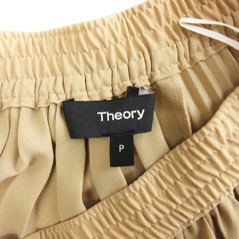 セオリー theory 美品 NATURAL CREPE IRREGULAR PLEAT SK プリーツスカート アシンメトリー 01-0107318 茶 ブラウン P レディース_画像4