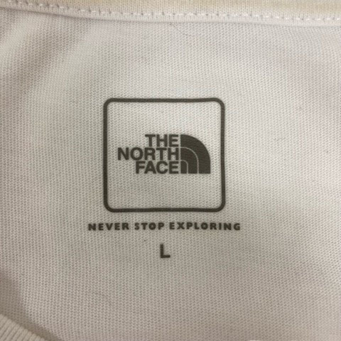 ザノースフェイス THE NORTH FACE NTW3201X Tシャツ カットソー クルーネック 刺繍 無地 半袖 L 白 ホワイト 黒 ブラック レディース_画像3