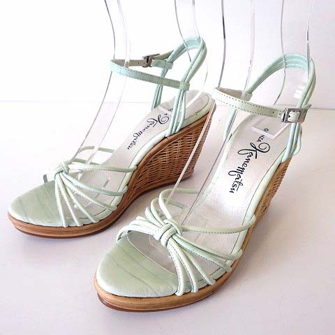  Ginza Kanematsu GINZA Kanematsu sandals Wedge sandals ankle belt original leather 23.0cm mint green shoes shoes shoes 