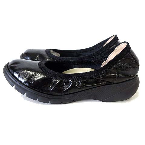 RakkuRakkula crack slip-on shoes shoes shoes light weight enamel low repulsion insole 23.0cm black black lady's 