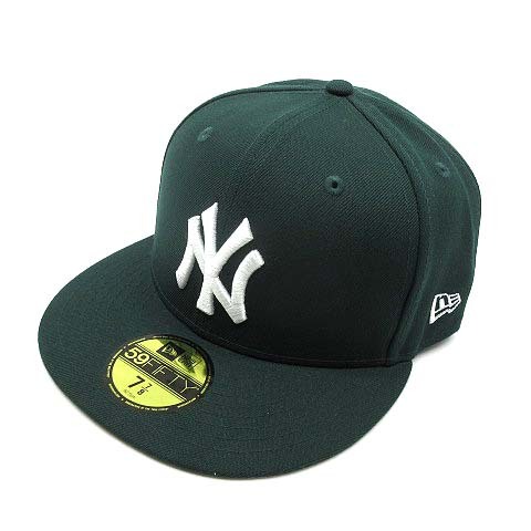 ニューエラ NEW ERA 59FIFTY MLBオンフィールド NY ニューヨークヤンキース キャップ 帽子 ダークグリーン 緑 7 7/8 62.5cm 美品 メンズの画像1