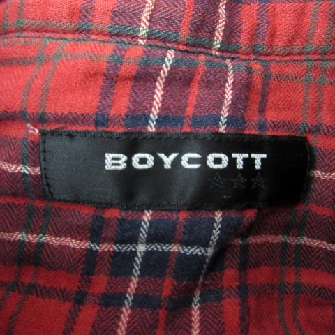  Boycott BOYCOTTwe Stan shirt casual shirt long sleeve check pattern 3 multicolor red red /YS7 #MO men's 