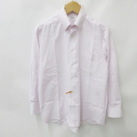  L ELLE HOMME shirt shirt long sleeve button down cotton pink 43-32 men's 