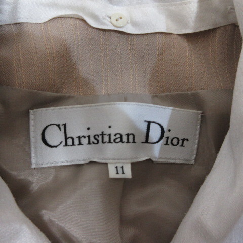  Christian Dior Christian Dior полоса рисунок длинный рукав Zip выше One-piece 11 бежевый плечо накладка установка воротник стандартный товар женский 