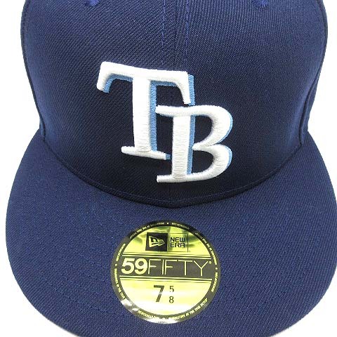 ニューエラ NEW ERA 59FIFTY MLBオンフィールド タンパベイ レイズ キャップ 帽子 ゲーム ライトネイビー 7 5/8 60.6cm 美品 メンズ_画像5