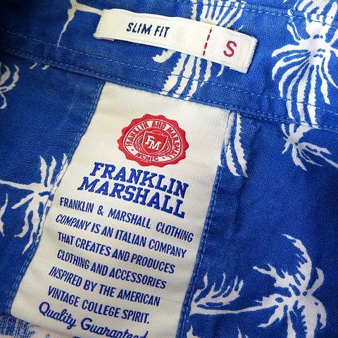  Frank Lynn & Marshall FRANKLIN&MARSHALL shirt aro is button down short sleeves slim Fit botanikaru pattern S blue blue domestic regular goods 