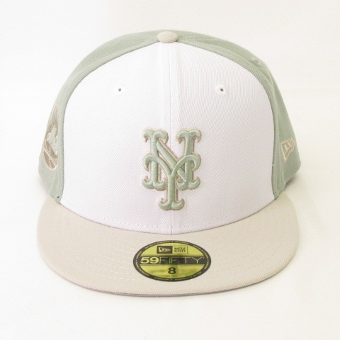 ニューエラ NEW ERA 美品 59FIFTY MLB NY ニューヨーク・メッツ ベースボールキャップ 帽子 グリーン アイボリー 8 63.5cm メンズ_画像2