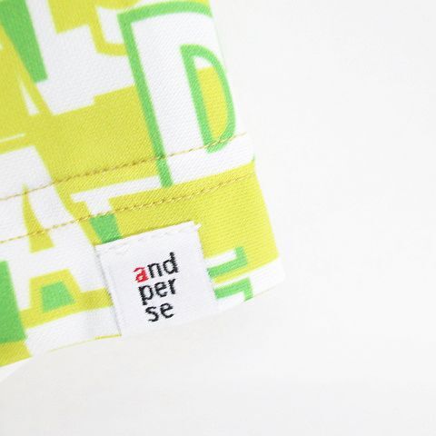 アンパスィ and per se ゴルフウェア 半袖 ポロシャツ カットソー ボタンダウン L 黄 イエロー系 ロゴ 文字 刺繍 ワッペン メンズ_画像6