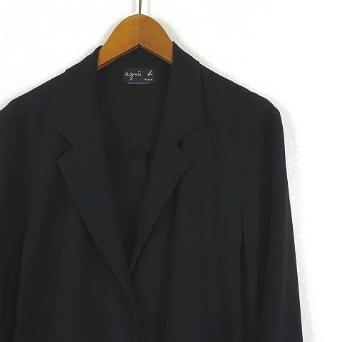  Agnes B agnes b. jacket sia-.. feeling ... tailored 3 button long sleeve M black black lady's 