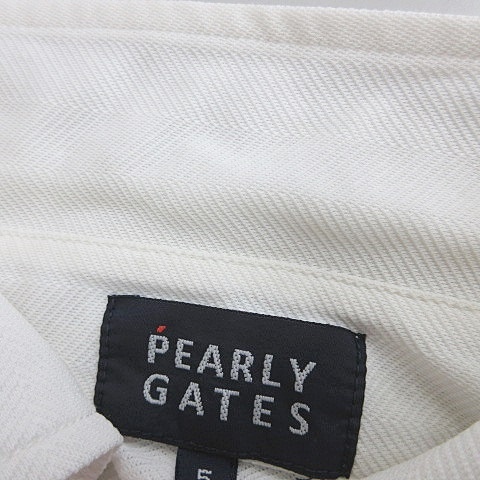 パーリーゲイツ PEARLY GATES ゴルフ シャツ 半袖 刺繍 ジャガード ヘリンボーン オフホワイト 5 メンズ_画像9