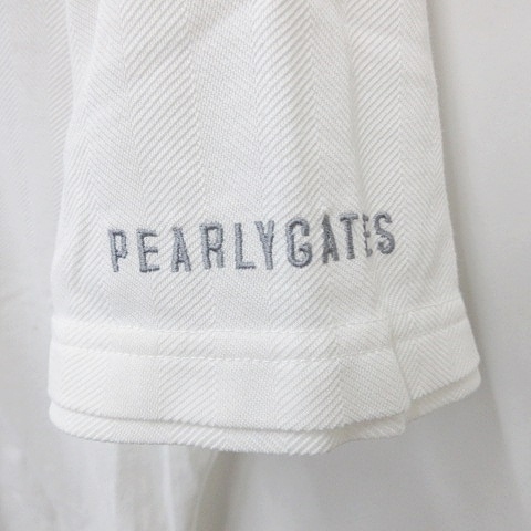 パーリーゲイツ PEARLY GATES ゴルフ シャツ 半袖 刺繍 ジャガード ヘリンボーン オフホワイト 5 メンズ_画像6