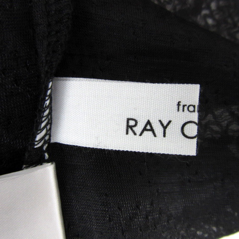 未使用品 レイカズン Ray cassin カットソー 五分袖 ラウンドネック 総柄 薄手 オーバーサイズ F 黒 ブラック /YS14 レディース_画像4