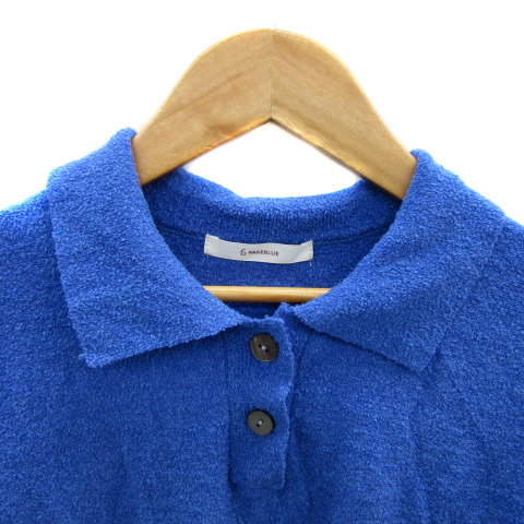 レイジブルー RAGEBLUE ニットシャツ 半袖 無地 ショート丈 F 青 ブルー /YS11 レディース_画像3