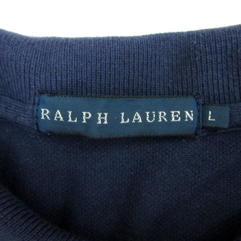 ラルフローレン RALPH LAUREN ポロシャツワンピース ひざ丈 半袖 ワンポイント刺繍 L 紺 ネイビー 緑 グリーン /YS29 レディース_画像5