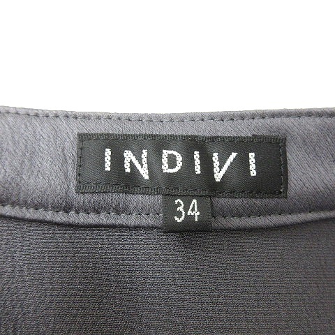  Indivi INDIVI blouse long sleeve ribbon 34 gray /MN lady's 
