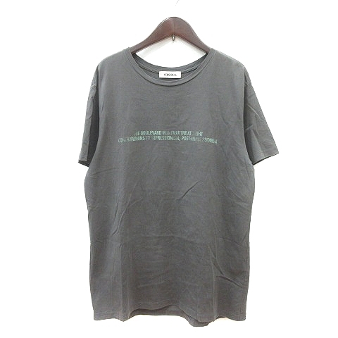 ココディール COCO DEAL カットソー Tシャツ クルーネック プリント 半袖 2 グレー /MN メンズ_画像1