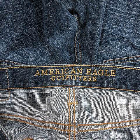 アメリカンイーグル AMERICAN EAGLE OUTFITTERS デニムパンツ ジーンズ ストレート ダメージ加工 31×30 紺 ネイビー /AU レディース_画像7