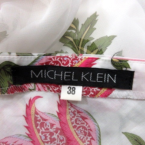  Michel Klein MICHEL KLEIN One-piece tight long no sleeve total pattern 38 white white pink /RT lady's 
