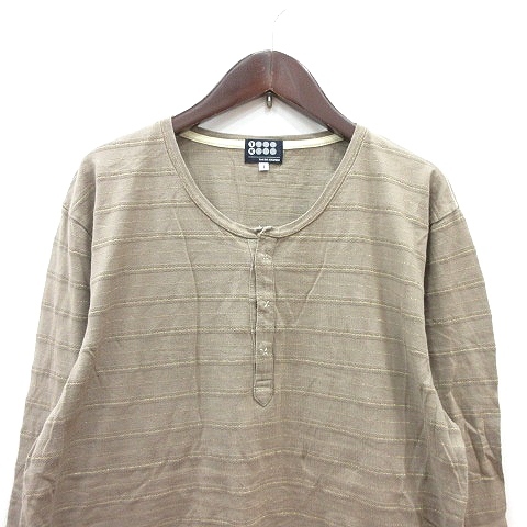  Takeo Kikuchi TAKEO KIKUCHI cut and sewn T-shirt Henley neckline border long sleeve lame 4 beige /MN #MO men's 