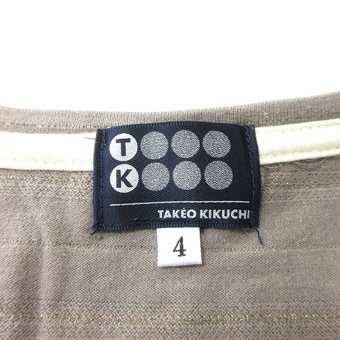 Takeo Kikuchi TAKEO KIKUCHI cut and sewn T-shirt Henley neckline border long sleeve lame 4 beige /MN #MO men's 