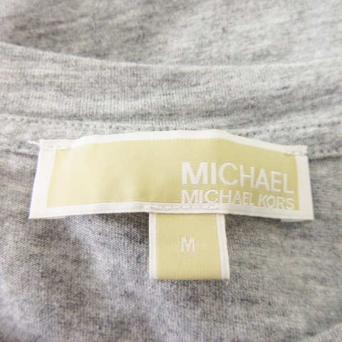 マイケルマイケルコース Michael michael kors Tシャツ カットソー ラウンドネック 半袖 杢 ワンポイント ロゴ レインボー M グレー_画像6