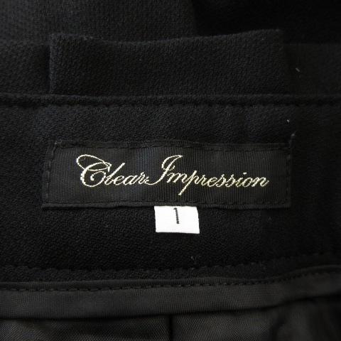 クリアインプレッション CLEAR IMPRESSION パンツ ショート タック キュロット ウール ハイウエスト フリル シャリ感 1 黒 ブラック_画像6
