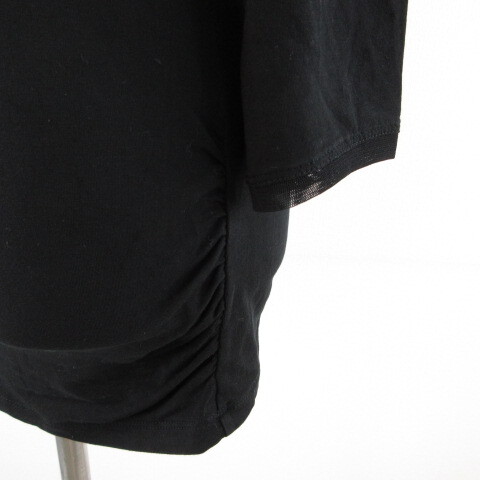 Rosenese カットソー Tシャツ Vネック 七分袖 チュール ストレッチ 黒 L *T106 レディース_画像5