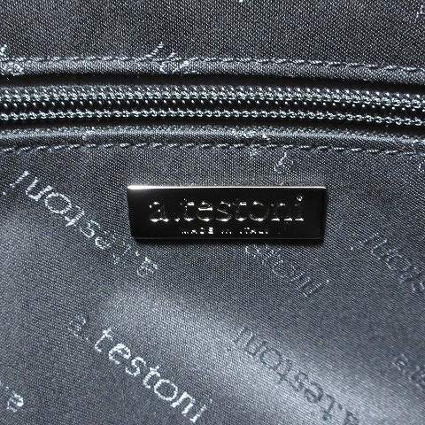 ア・テストーニ a.testoni クラッチ セカンドバッグ 皮革 ロゴ 鞄 黒 ブラック IBO51 X メンズ_画像9