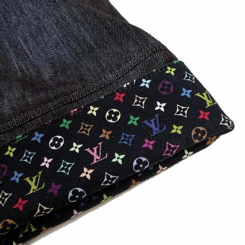 ルイヴィトン LOUIS VUITTON デニムパンツ サブリナ カプリパンツ クロップド マルチ モノグラム M 38 黒 ブラック 国内正規品_画像4