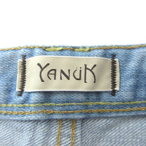  Yanuk YANUK прекрасный товар se порог двери ремонт Denim джинсы повреждение обработка cell bichi Logo распорка тонкий 22 примерно XS размер синий голубой женский 