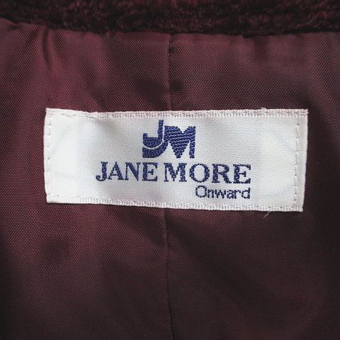 ジェーン モア JANE MORE セットアップ スーツ 上下 シングルジャケット 膝丈スカート L ボルドー系 ポケット 毛 ウール 裏地 レディース_画像3