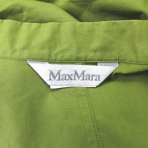 マックスマーラ MAX MARA 七分袖 ロング丈 ワンピース 緑 グリーン系 無地 ポケット レディース_画像3