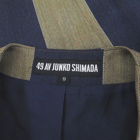 49アベニュー ジュンコシマダ 49AV. junko shimada ベスト 9 ネイビー 紺系 ストライプ柄 ボタン ポケット レディース_画像3