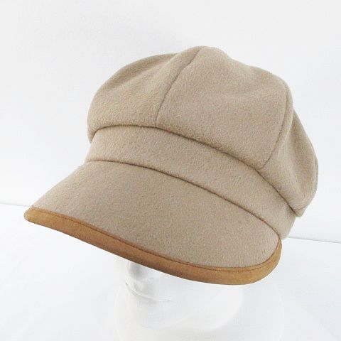 カシラ CA4LA キャスケット 帽子 ベージュ系 日本製 ベルクロアジャスター 毛 ウール 綿 コットン 裏地 無地 レディース_画像1