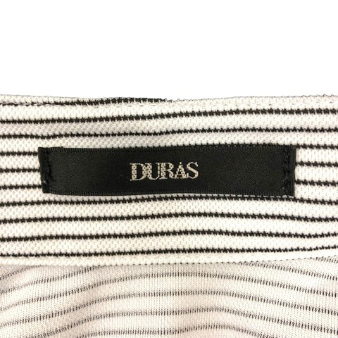  Duras DURAS рубашка-поло cut and sewn окантовка Logo вышивка длинный рукав F белый белый чёрный черный женский 