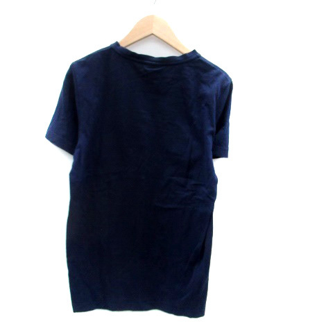 ラコステ LACOSTE Tシャツ カットソー ラウンドネック 半袖 ロゴ刺繍 2 XS 紺 ネイビー オフホワイト /HO3 メンズ_画像2