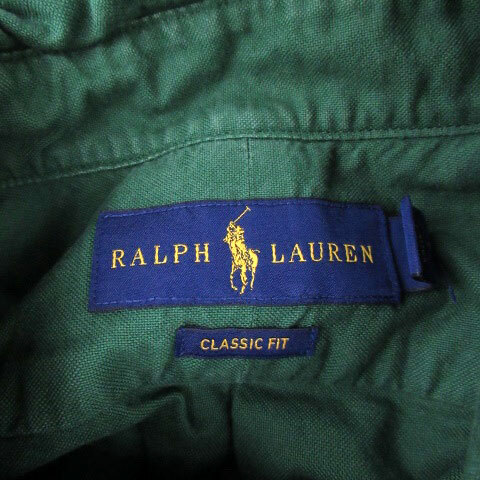 ラルフローレン RALPH LAUREN カジュアルシャツ ボタンダウン 長袖 ロゴ刺繍 SP M 緑 グリーン /HO10 メンズ_画像4