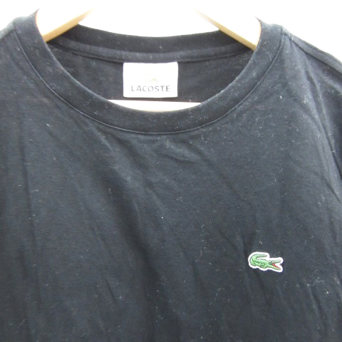 ラコステ LACOSTE Tシャツ カットソー 半袖 ラウンドネック ロゴワッペン 2 S ブラック 黒 /YM24 メンズ_画像3
