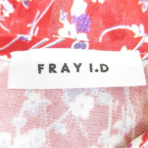 フレイアイディー FRAY I.D セットアップ 花柄 フラワー 五分袖 カットソー ロング丈 フレアスカート スカート 1 赤系 レッド リボン レデ_画像3