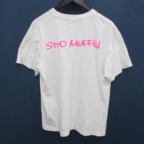 スタッドマフィン STUD MUFFIN 半袖 Tシャツ カットソー 2 白系 ホワイト 日本製 ロゴ 文字 刺繍 綿 コットン メンズ_画像2